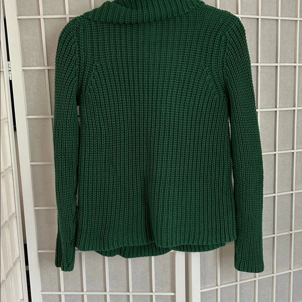 Talbots Pine Green Full Collar Cotton Sweater - Picture 4 of 6